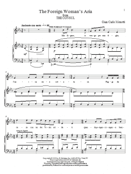 page one of The Foreign Woman's Aria (Piano & Vocal)
