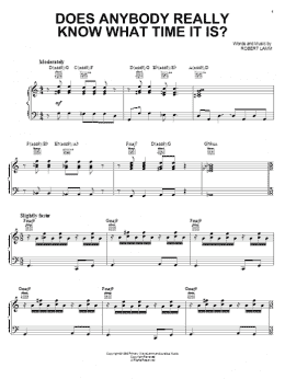 page one of Does Anybody Really Know What Time It Is? (Piano, Vocal & Guitar Chords (Right-Hand Melody))