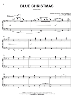 page one of Blue Christmas (Piano Duet)