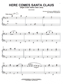 page one of Here Comes Santa Claus (Right Down Santa Claus Lane) (Piano Duet)