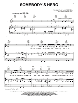 page one of Somebody's Hero (Piano, Vocal & Guitar Chords (Right-Hand Melody))