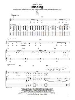 page one of Missing (Guitar Tab)
