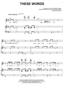 page one of These Words (Piano, Vocal & Guitar Chords (Right-Hand Melody))