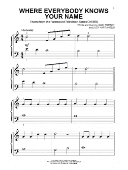 page one of Where Everybody Knows Your Name (Beginning Piano Solo)