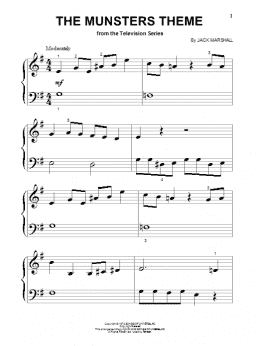 page one of The Munsters Theme (Beginning Piano Solo)