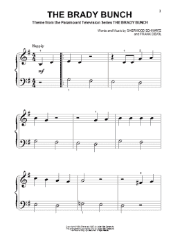 page one of The Brady Bunch (Beginning Piano Solo)
