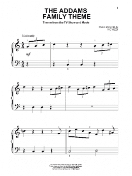 page one of The Addams Family Theme (Beginning Piano Solo)