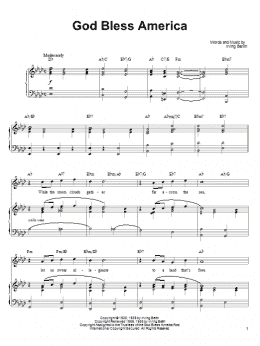 page one of God Bless America (Piano, Vocal & Guitar Chords (Right-Hand Melody))