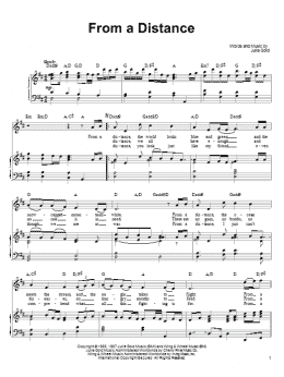 page one of From A Distance (Piano, Vocal & Guitar Chords (Right-Hand Melody))