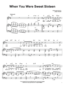 page one of When You Were Sweet Sixteen (Piano, Vocal & Guitar Chords (Right-Hand Melody))