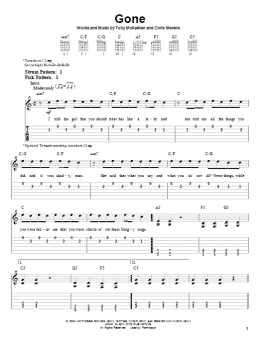 page one of Gone (Easy Guitar Tab)