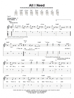 page one of All I Need (Easy Guitar Tab)