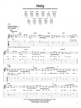 page one of Holy (Easy Guitar Tab)