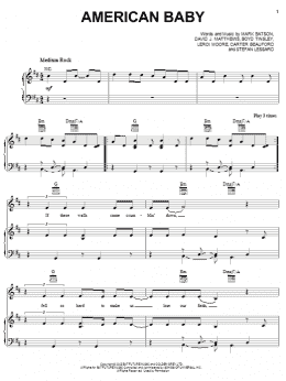 page one of American Baby (Piano, Vocal & Guitar Chords (Right-Hand Melody))
