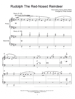 page one of Rudolph The Red-Nosed Reindeer (arr. Phillip Keveren) (Piano Duet)