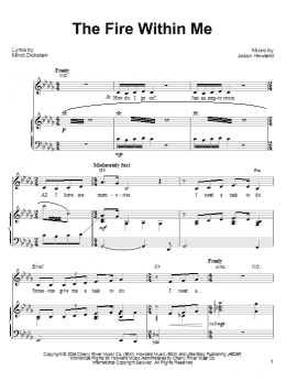 page one of The Fire Within Me (Piano, Vocal & Guitar Chords (Right-Hand Melody))