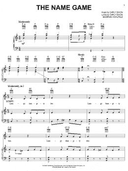 page one of The Name Game (Piano, Vocal & Guitar Chords (Right-Hand Melody))