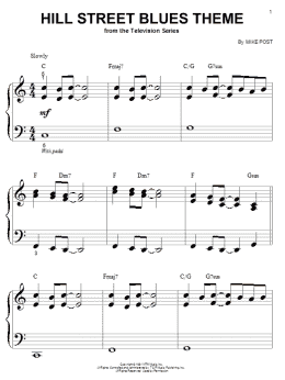 page one of Hill Street Blues Theme (Big Note Piano)