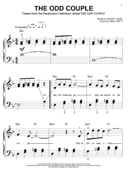 page one of The Odd Couple (Big Note Piano)