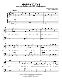 page one of Happy Days (Big Note Piano)