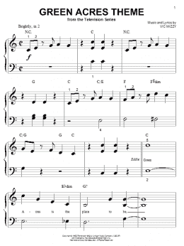 page one of Green Acres Theme (Big Note Piano)