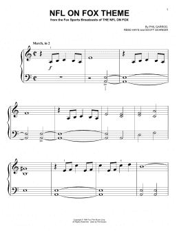 page one of NFL On Fox Theme (Big Note Piano)