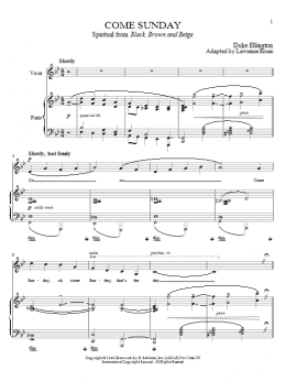 page one of Come Sunday (Piano & Vocal)