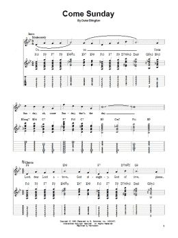 page one of Come Sunday (Easy Guitar Tab)