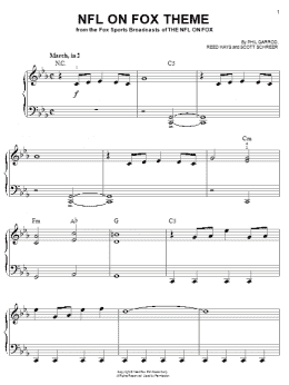 page one of NFL On Fox Theme (Easy Piano)