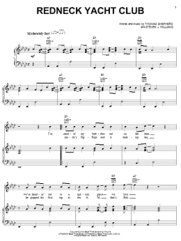 page one of Redneck Yacht Club (Piano, Vocal & Guitar Chords (Right-Hand Melody))