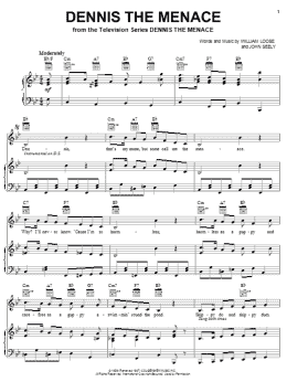page one of Dennis The Menace (Piano, Vocal & Guitar Chords (Right-Hand Melody))