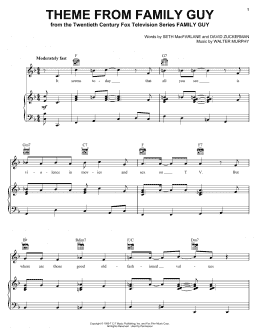 page one of Theme From Family Guy (Piano, Vocal & Guitar Chords (Right-Hand Melody))