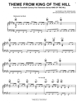 page one of Theme From King Of The Hill (Piano Solo)
