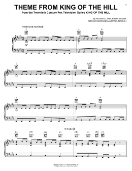 King Of The Hill Intro Sheet music for Piano (Solo)