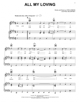 page one of All My Loving (Piano, Vocal & Guitar Chords (Right-Hand Melody))