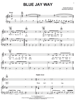 page one of Blue Jay Way (Piano, Vocal & Guitar Chords (Right-Hand Melody))
