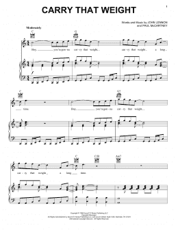 page one of Carry That Weight (Piano, Vocal & Guitar Chords (Right-Hand Melody))