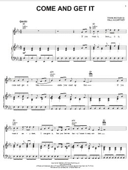 page one of Come And Get It (Piano, Vocal & Guitar Chords (Right-Hand Melody))