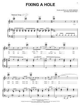 page one of Fixing A Hole (Piano, Vocal & Guitar Chords (Right-Hand Melody))