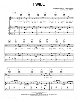 page one of I Will (Piano, Vocal & Guitar Chords (Right-Hand Melody))