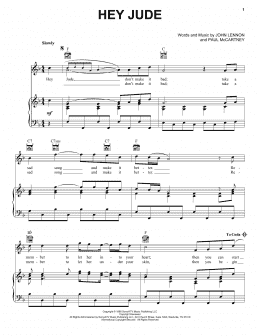 page one of Hey Jude (Piano, Vocal & Guitar Chords (Right-Hand Melody))