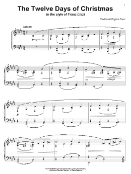 page one of The Twelve Days Of Christmas (in the style of Franz Liszt) (Piano Solo)