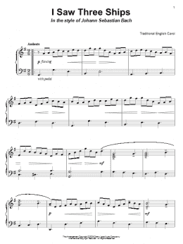 page one of I Saw Three Ships (in the style of J.S. Bach) (Piano Solo)