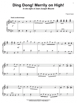 page one of Ding Dong! Merrily On High! (in the style of Jean-Joseph Mouret) (Piano Solo)