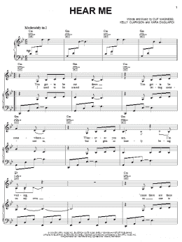 page one of Hear Me (Piano, Vocal & Guitar Chords (Right-Hand Melody))