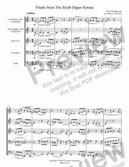 page one of Finale from The Sixth Organ Sonata