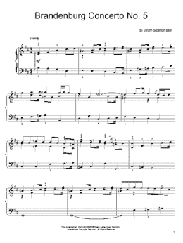 page one of Brandenburg Concerto No. 5 (Easy Piano)