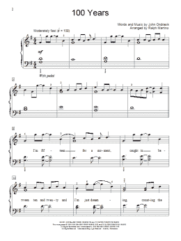 page one of 100 Years (Educational Piano)