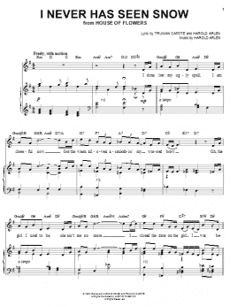 page one of I Never Has Seen Snow (Piano, Vocal & Guitar Chords (Right-Hand Melody))