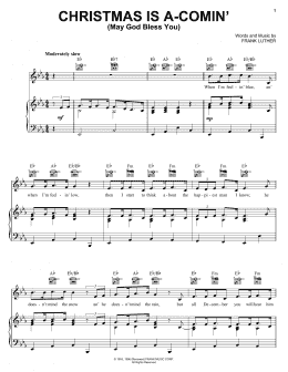 page one of Christmas Is A-Comin' (May God Bless You) (Piano, Vocal & Guitar Chords (Right-Hand Melody))